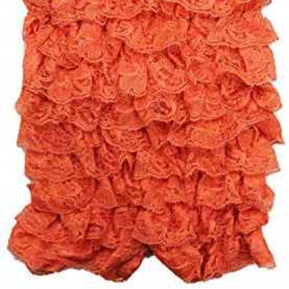 NEW Orange Lace Petti Romper - Picture 2 of 2